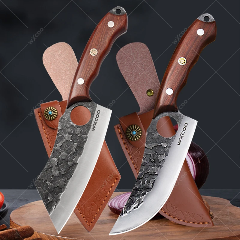 

WXCOO Forged Butcher Knife Peeling Boning Knife Kitchen Cleaver Slicing Sharp Chef Meat Fish Cutting Cooking Tools with Cover