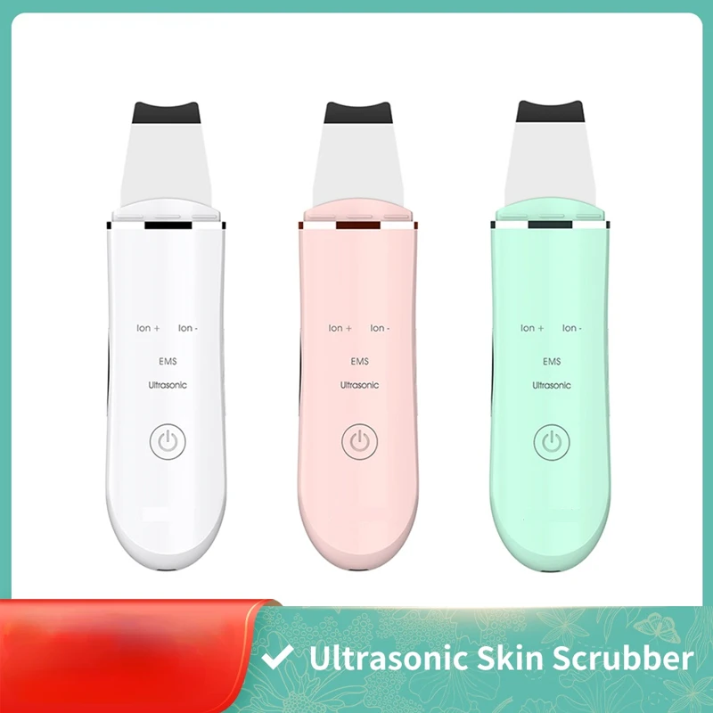 Ultrasonic Skin Scrubber Facial Cleaner Ion Acne Blackhead Remover Peeling Shovel Cleaner Facial Massager Face Lift Machine