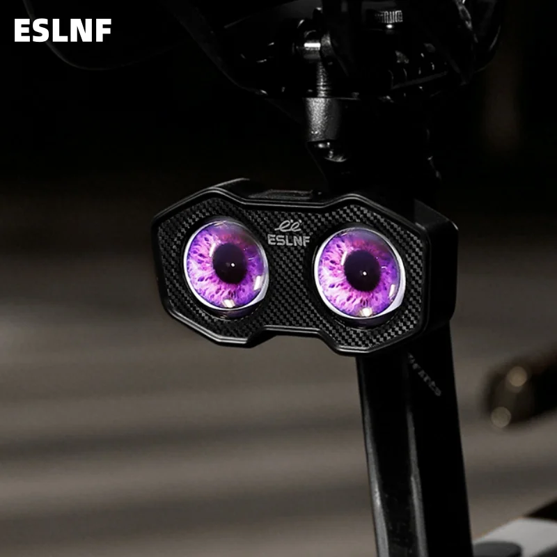 ESLNF Demon Eye Bicycle Tail Light 5 Lighting Modes Auto On Off MTB Road Bike Rear Safety Light Battery Powered for Night Riding