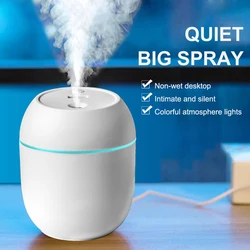 USB Portable Air Humidifier 250ML Essential Oil Diffuser 2 Modes Auto Off with LED Light for Home Car Mist Maker Face Steamer