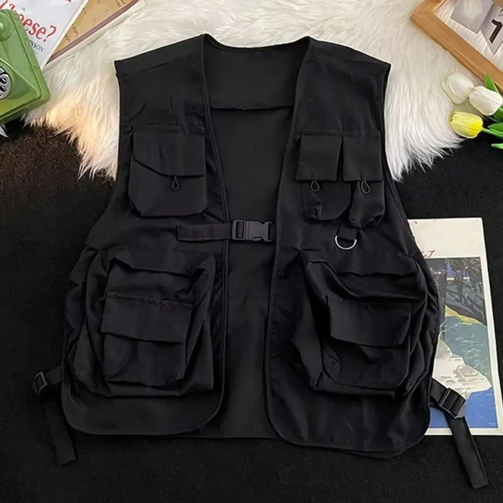 Men Vest Jacket Hip Hop Style Unisex Cargo Waistcoat with Multi Pockets A Trendy Streetwear Essential for Men Women Men Vest