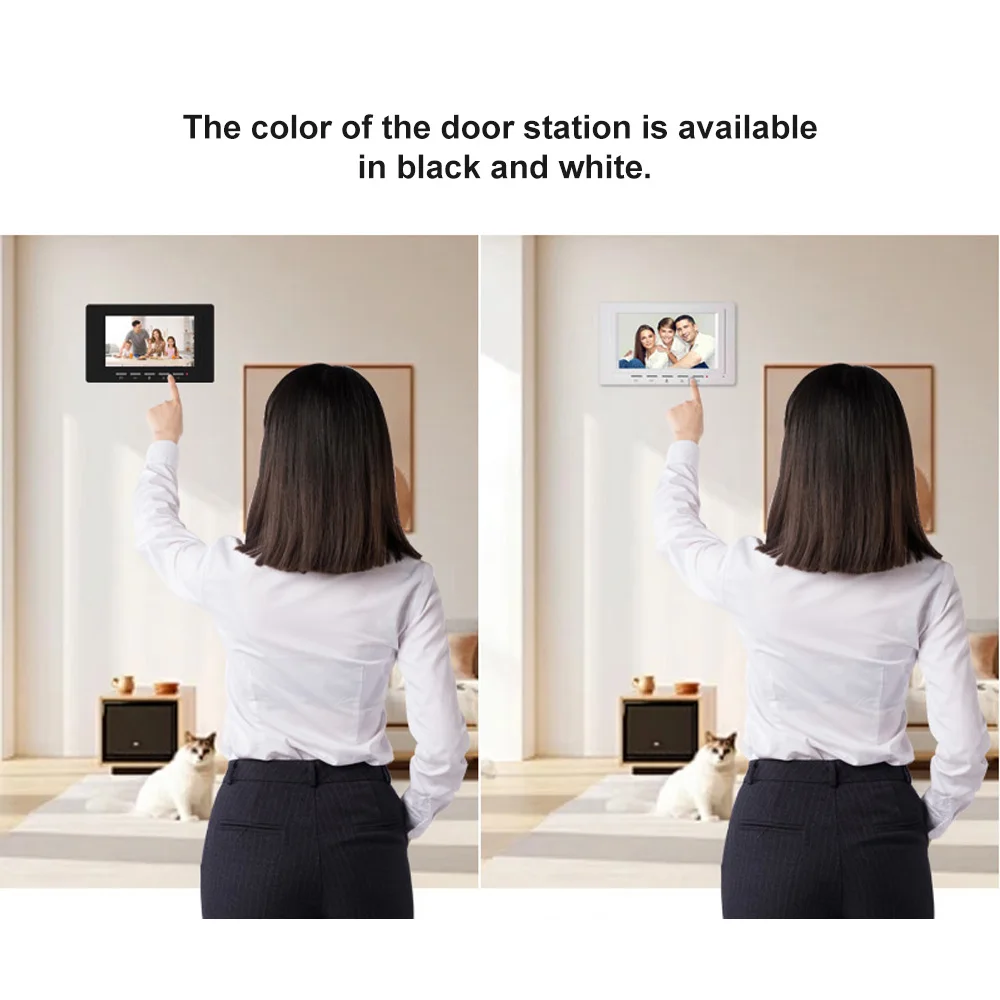 شاشة TFT 7 بوصة 1v1 4 هاتف باب فيديو إنترفون سلكي مع رؤية ليلية بالأشعة تحت الحمراء زاوية واسعة عارض ثقب الباب - كاميرا الباب