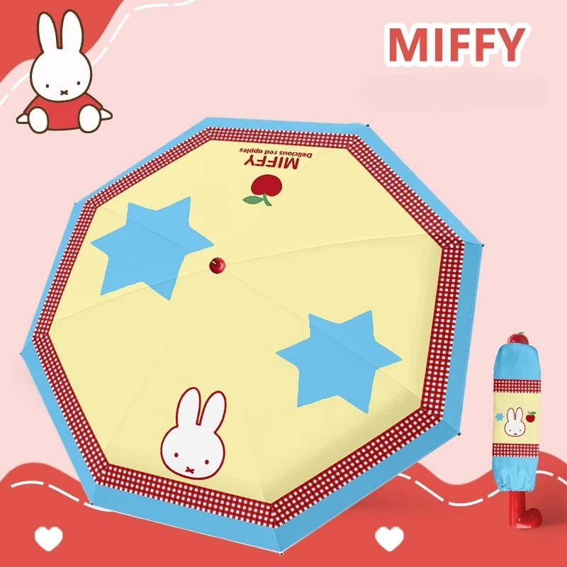 

Cartoon Miffy Rabbit Little Red Boots Series Folding Umbrella Kawaii Portable Sunny Umbrella Children's Festival Gift