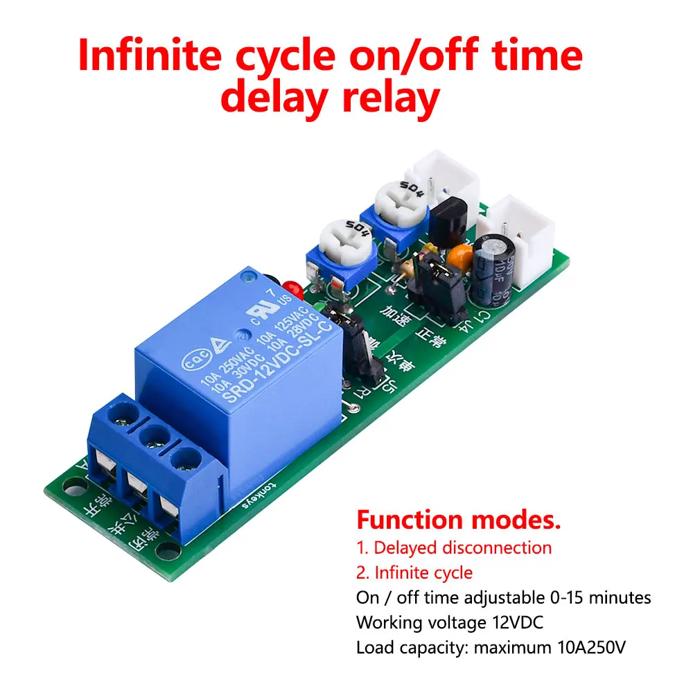 JK11 Einstellbares Zyklus-Timer-Relais Verzögerung Ein/Aus-Schalter Relais-Modul DC 5V 12V 24V Timer-Relais-Modul Stromversorgung – Detail 12