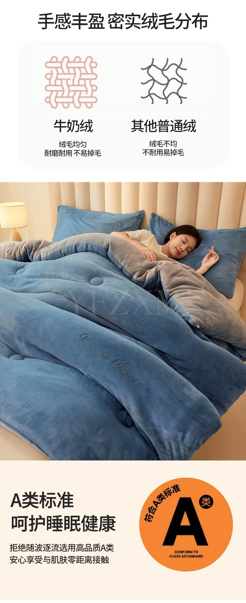 Thickened Warm Milk Velvet Winter Quilt Soft Comfort Double Sided Plush Comforter Queen King Fluffy Warmth Thick Blanket for Bed