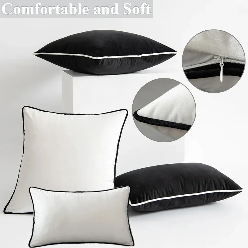 Simple Nordic Style Black White Solid Velvet Pillow Cover Home Decoration Cushion Cover Velour Pillowcase Living Room Sofa 베갯잇