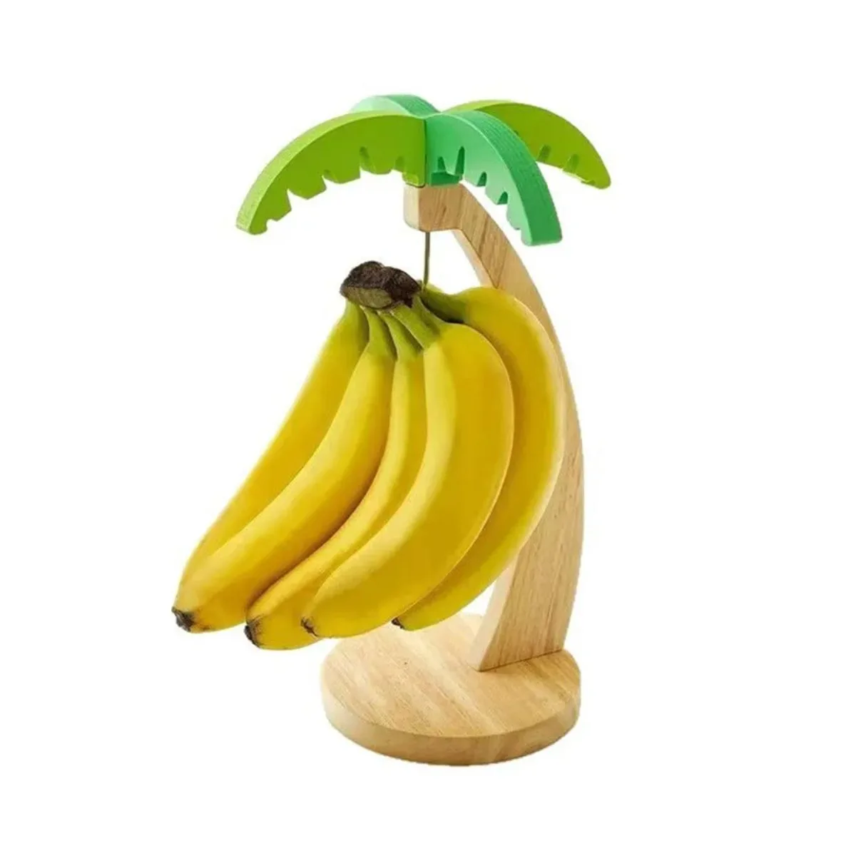 Hängendes Holz-Bananenregal mit Simulierten Blättern, Dekoratives Vertikales Obst-Aufbewahrungsregal mit Haken für Küche und Haus