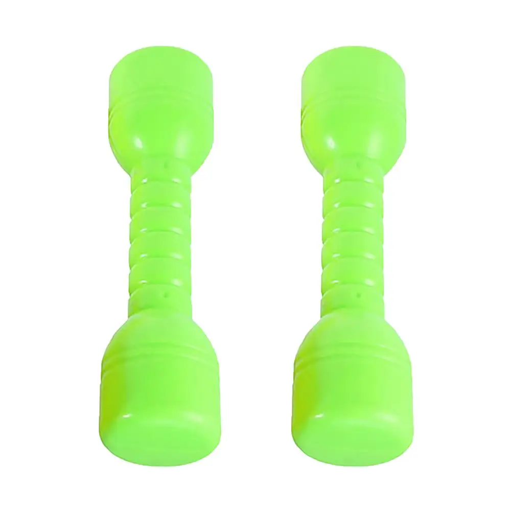 2 Pcs Green Plastic Dumbbells ABS Kids Fitness Gym Workout Toy Weights Children Coordination Practical Use Small Barbells