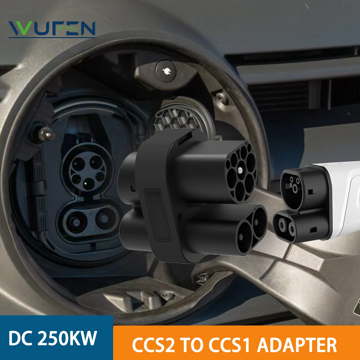 WUFEN 250KW Adattatore CCS2 a CCS1 DC 250A Orlis1000V Ricarica rapida Compatibile con caricabatterie CCS2 a CCS1 Auto Non applicabile a BMW i3