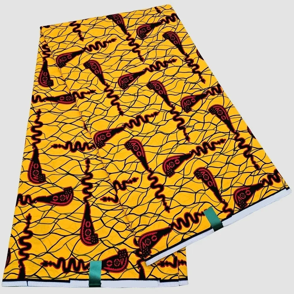 Afrikanischer Wachsblockdruckstoff, 100 % Baumwolle, Nigeria-Stoff, Ankara-Wachs, zum Nähen von Kleidung – Detail 6