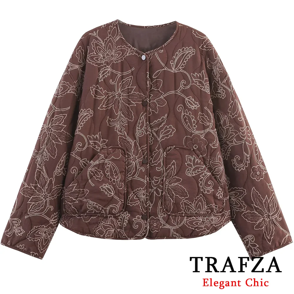 

KONDALA Women Vintage Chic Jacket Quilted O-Neck Buttons Lightweight Padding Jacket 2025 Spring Autumn High Street Lady Jacket