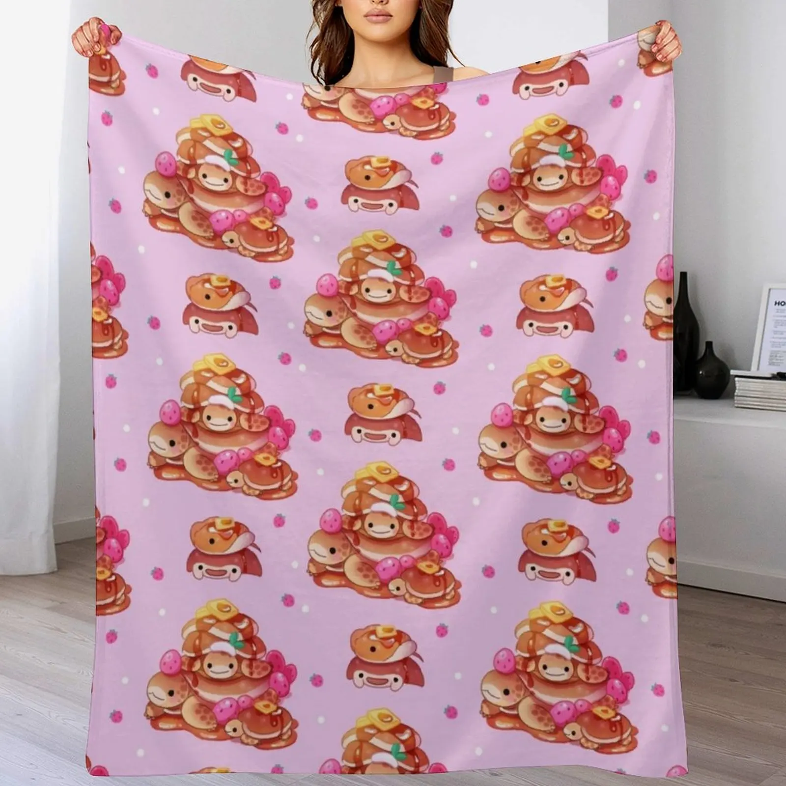 

Pancake tortoise Throw Blanket Flannel Fabric anime Thermals For Travel Bed covers Blankets