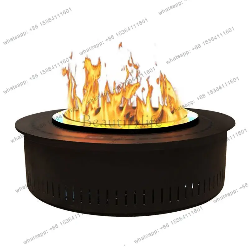 Custom round simulated flame embedded waterproof ring electric fireplace humidifier