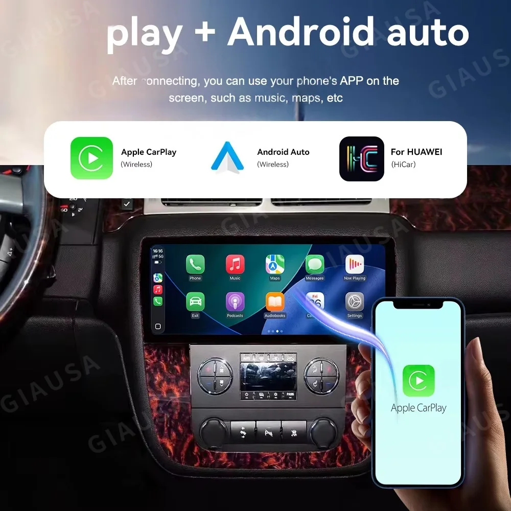 

12.3'' Multimedia Android Auto Player Car Radio Stereo For GMC SIERRA 2007 2008 2009 2011 2012 2013 GPS Video Receiver Head Unit