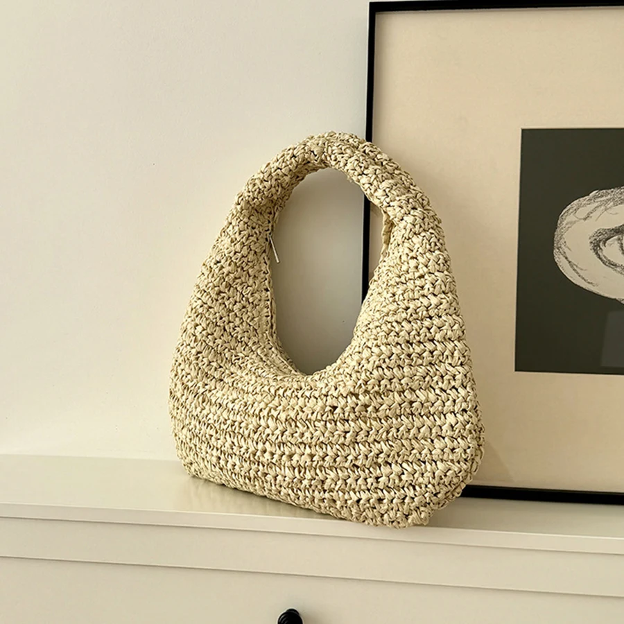 

Новая женская сумка-облако на плечо – плетеная сумка в богемном стиле, модная для женщин, плетеная сумка из травы, летняя пляжная соломенная сумка