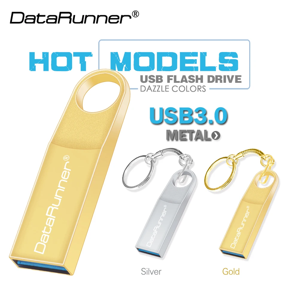 محرك فلاش DataRunner 128 جيجابايت USB 3.0 محرك أقراص معدني 8 جيجابايت 16 جيجابايت 32 جيجابايت 64 جيجابايت بندريف مفتاح سلسلة ميموريا عصا 3.0 قرص فلاش