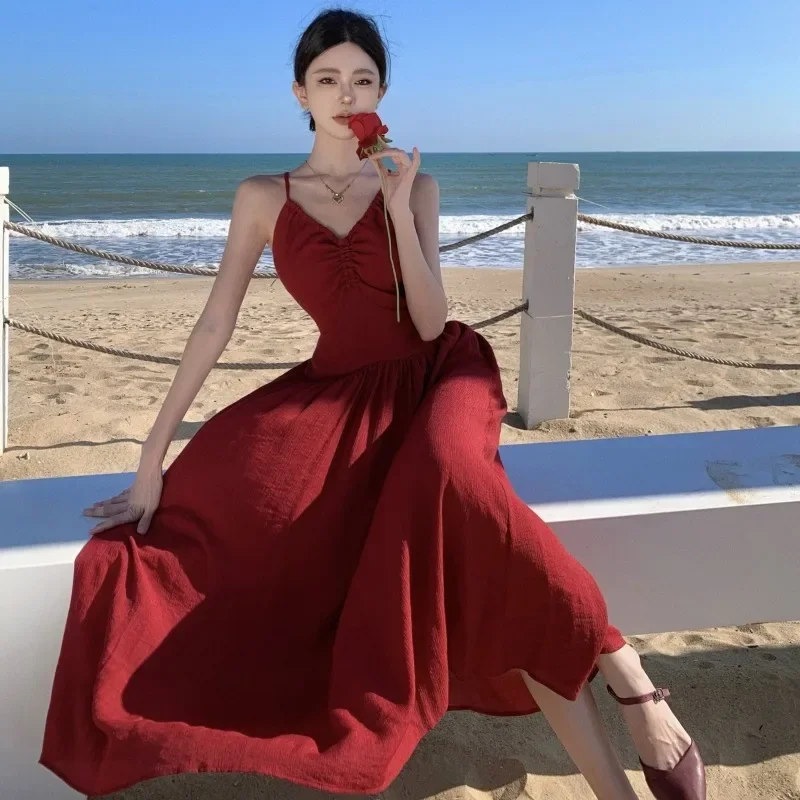 Summer Vintage Evening Dance Dress Pink Grunge Vestidos Women Bodycon Claret Party Dresses Daring Elegant Stylish Beach Dresses