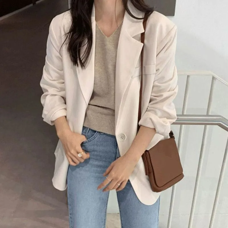 

Off-white Small Blazer Women's Clothing 2025 Spring and Autumn Clothing New Korean Version of Casual Women Suit Small Jacket