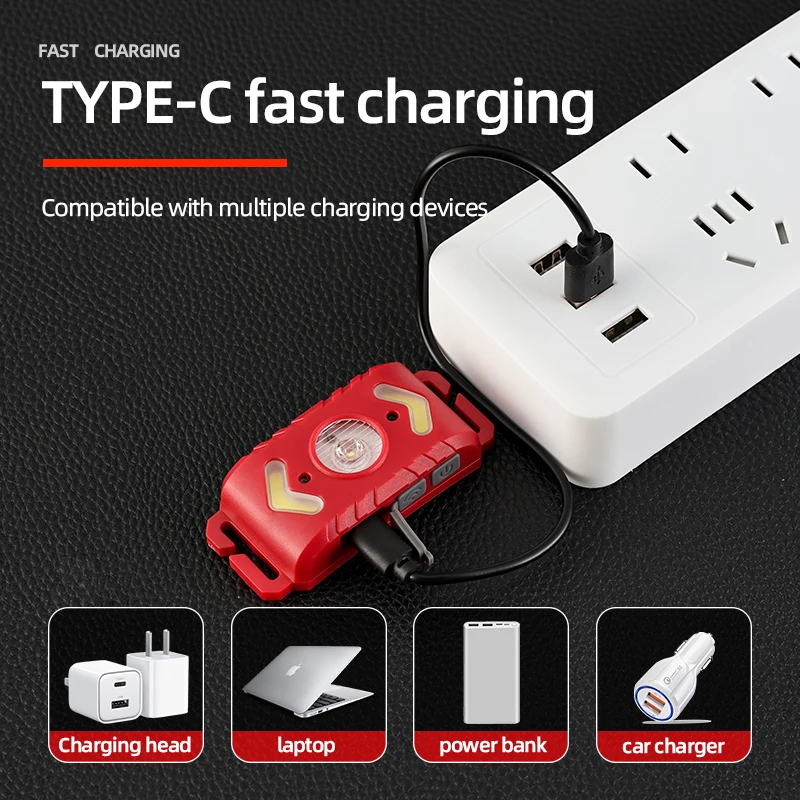 New Sensor LED Headlamps COB Mini Portable USB Rechargeable Waterproof Fishing Work Light Outdoor Head Lamp Work Flashlight