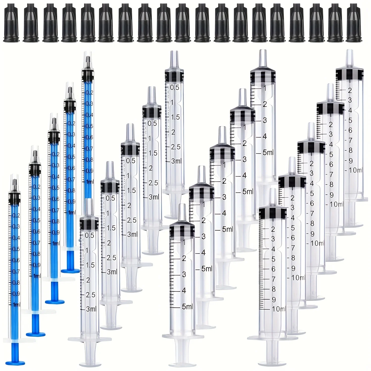 20 Stück 1 ml/3 ml/5 ml/10 ml Spritze mit Kappe, für Klebstoff, Flüssigkeitsverteilung und -messung, Tierfutter, Nachfüllen von Tintenpatronen usw. – Detail 9