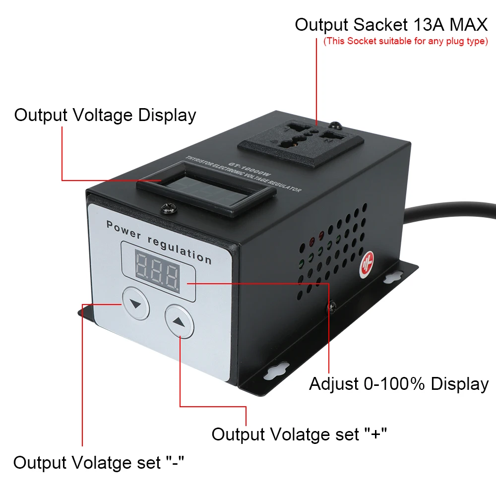 Temperature Speed Adjust Dimmer Thermostat Electronic Voltage Regulator SCR Controller Dimming AC 220V 10000W