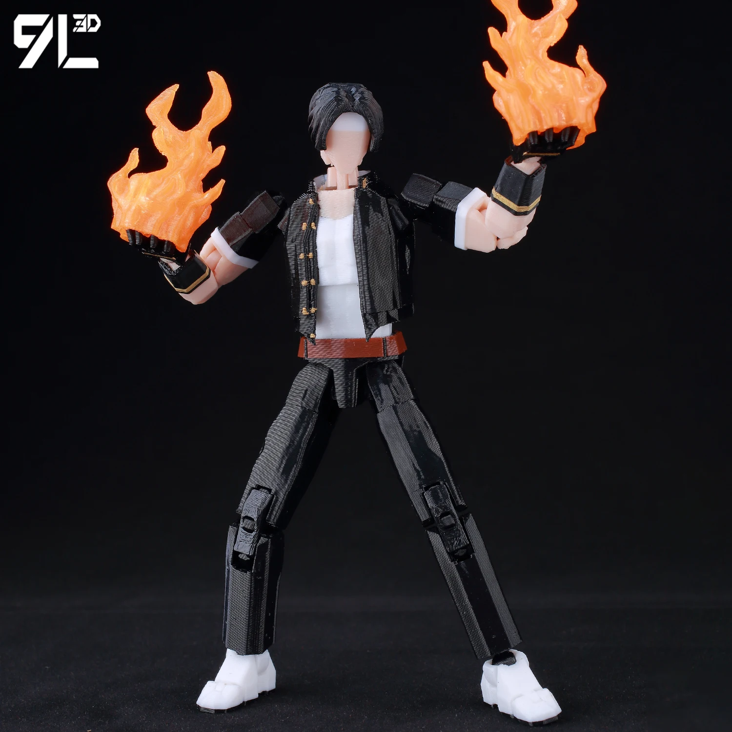 9L3D Lucky13 Kyo Kusanagi Action Figure Dummy13 Orange Fire Effect