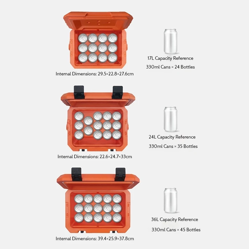 Naturehike 17L 24L Outdoor Camping Refrigerator 36L with Trolley Wheels Portable Picnic Travel Car Ice Cooler Box PU Food Grade view 2