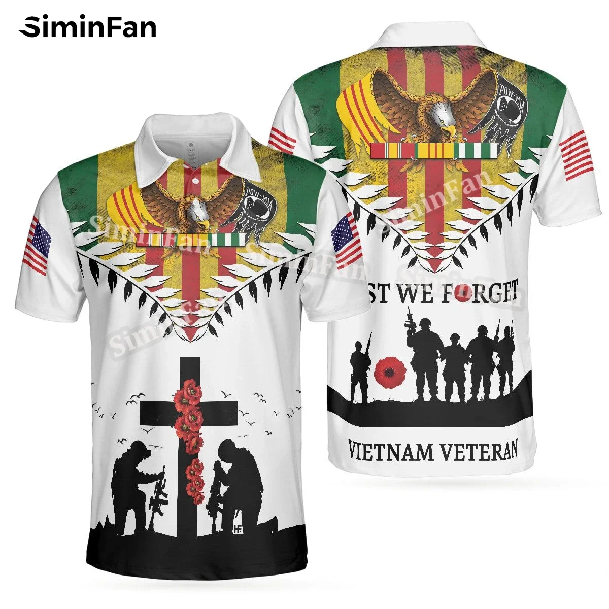 Lest We Forget Veteran Mens Polo T-Shirt Short Sleeve 3D All Over Printed Male Lapel Tennis Shirts Unisex Summer Tee Female Top