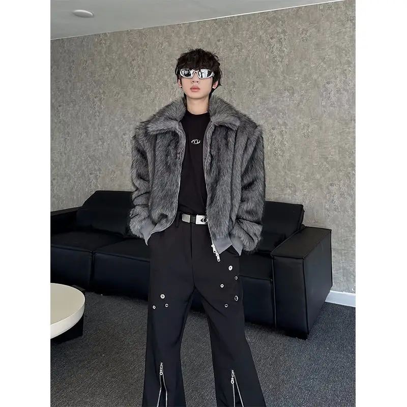 2024 Winter Herfst Winter Heren Nieuwe Vos Imitatie Bontjas Bont Mode Verdikte Warme Jas