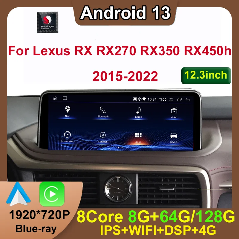 

Android 13 Qualcomm 8+128G For Lexus RX RX200t Rx300 Rx350 Rx450h Auto Carplay Car Dvd Player Navigation Multimedia Stereo