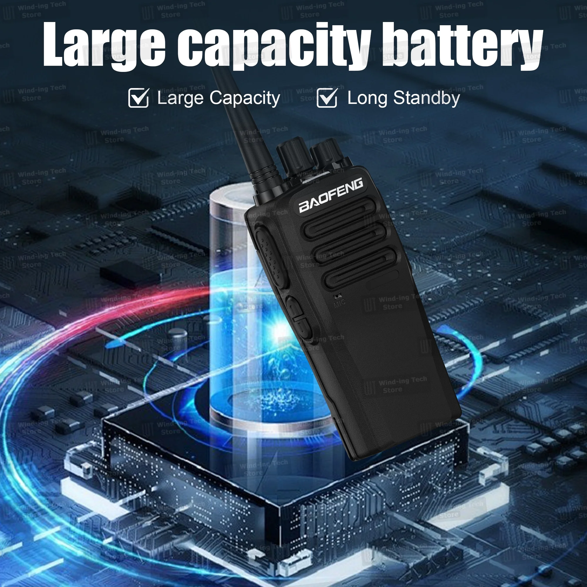 1/2PCS BaoFeng BF1909 Walkie Talkie 12W Tipo-C Jack Trasmettitore Radio UHF ad alta capacità a lungo raggio per il campeggio Adatto per la squadra