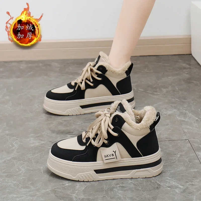 Nuevos zapatos de suela gruesa con cordones para mujer, calzado deportivo informal de caña alta