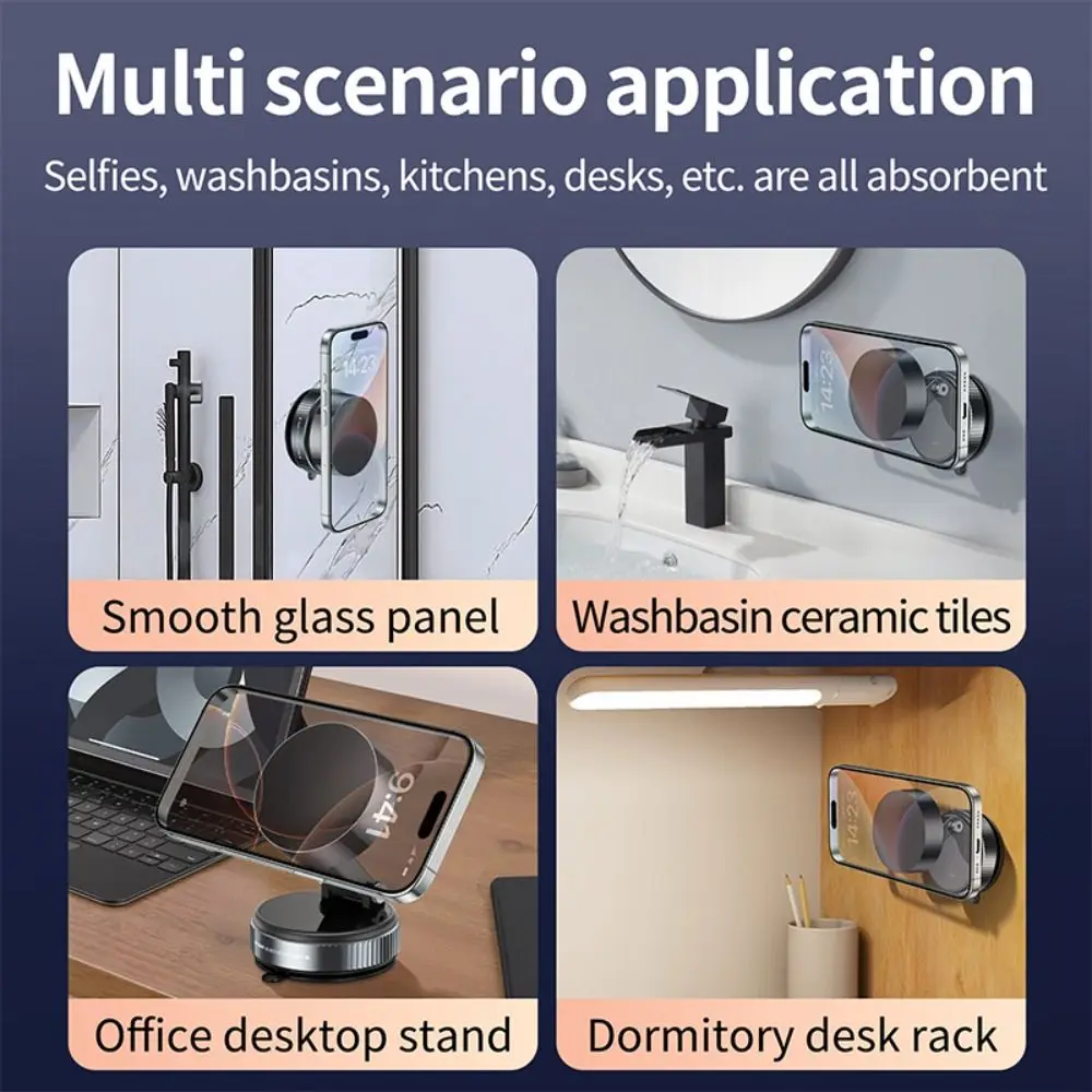 New Adjustable Vacuum Magnetic Phone Holder Suction Cup Double Sided Adsorption Bracket Rotation Foldable Car Navigation Mount