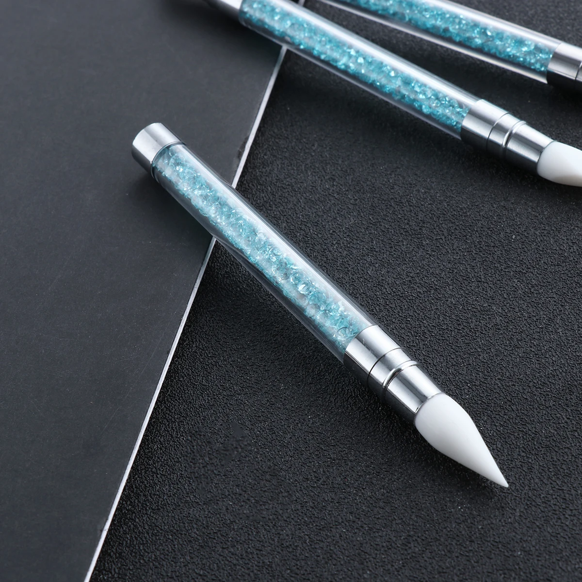 

3pcs Manicure Tools Set Double Ended Silicone Transparent Acrylic Tube Crystal Rhinestones Soft Sculpting Pen For Art Design
