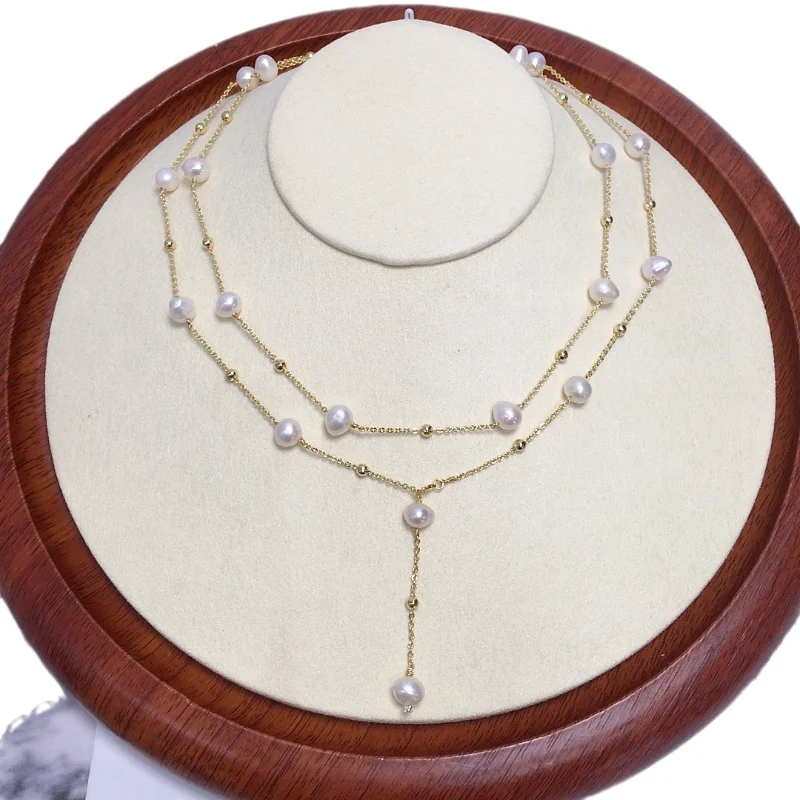 Natural freshwater pearl starry irregular necklace, luxurious and light luxury A70