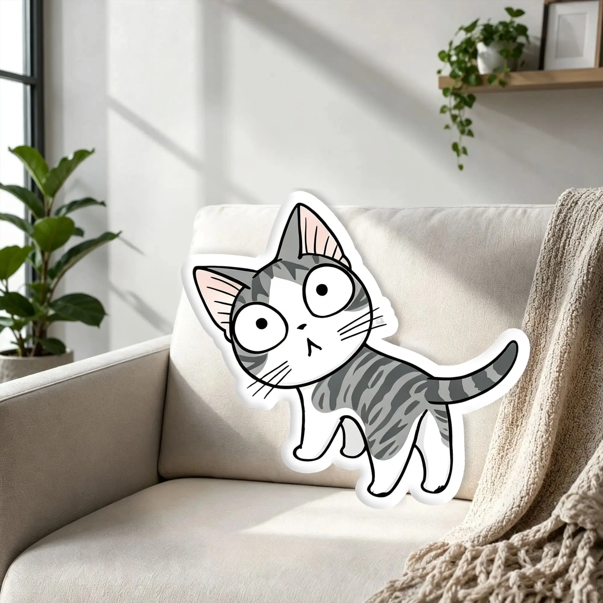 Customized C-Chi's Sweets Homes Cushion Pillow Abstract Cat Velvet Pillows and Cushions Funny Cushion for Bedroom Bed Fun Gift
