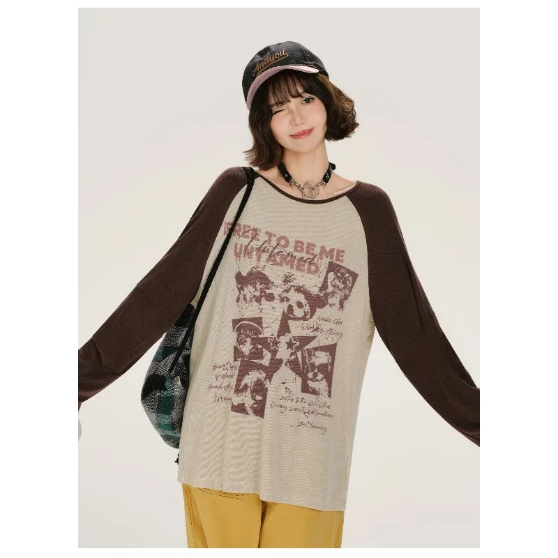 Mangas compridas retrô de secagem rápida feminina, elegante e casual