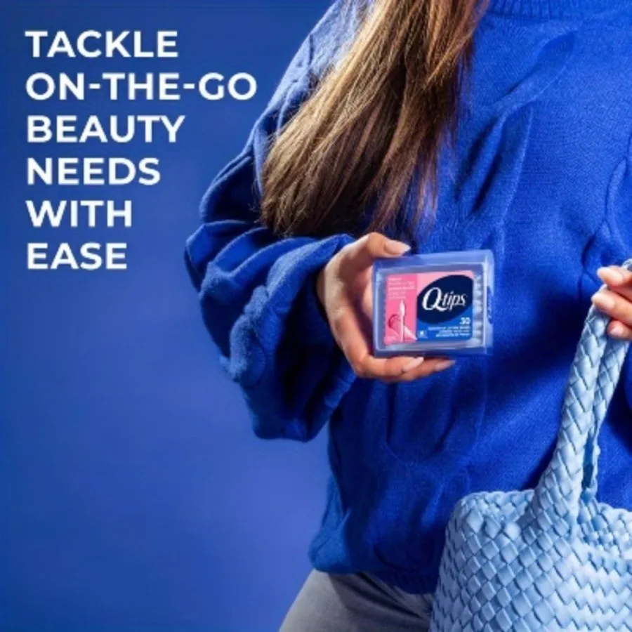 أطراف دقيقة لمسحات القطن - 30 عددًا، مثالية لتثبيت ميشابس الماسكارا واللمس أثناء التنقل