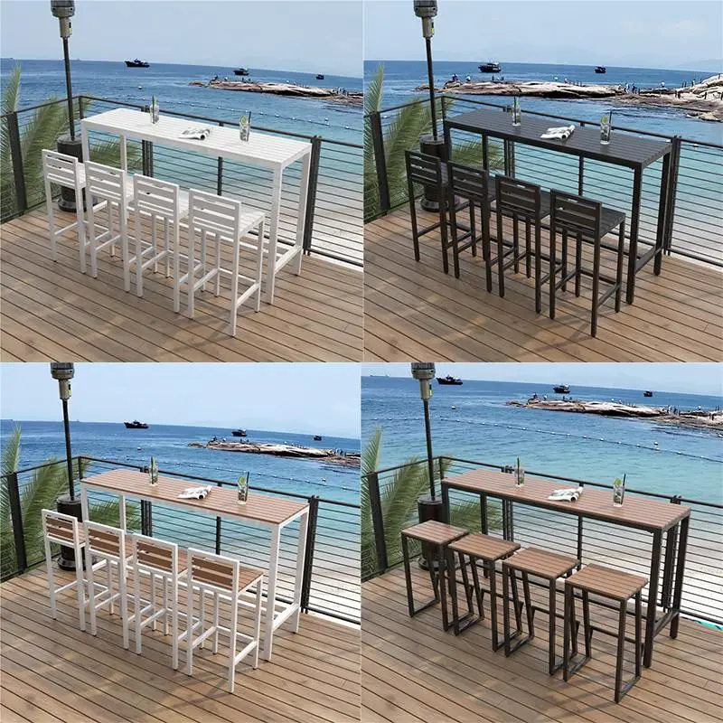 Bar al aire libre, mesa de bar al aire libre, balcón, combinación casual de mesa alta y silla, patio exterior, protección solar e impermeable