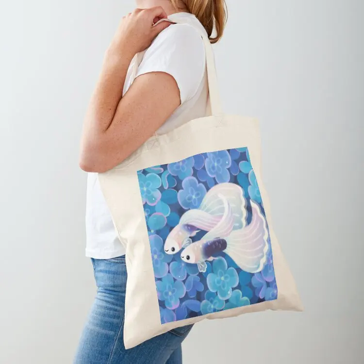 

White tuxedo guppy Tote Bag Gift bag Women's tote bag custom fabric Canvas for women