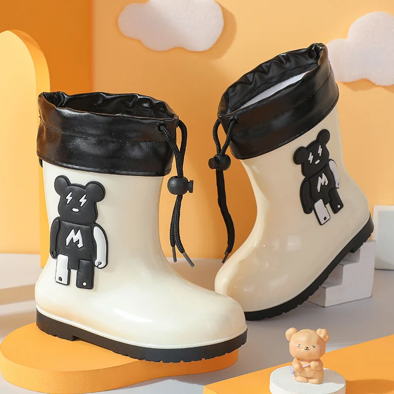 Anti-Slip Children Baby Rain Shoes Kids Rain Boots Girls Boys Rainboots  PVC Waterproof Mid-Calf Water Shoes Soft Rubber