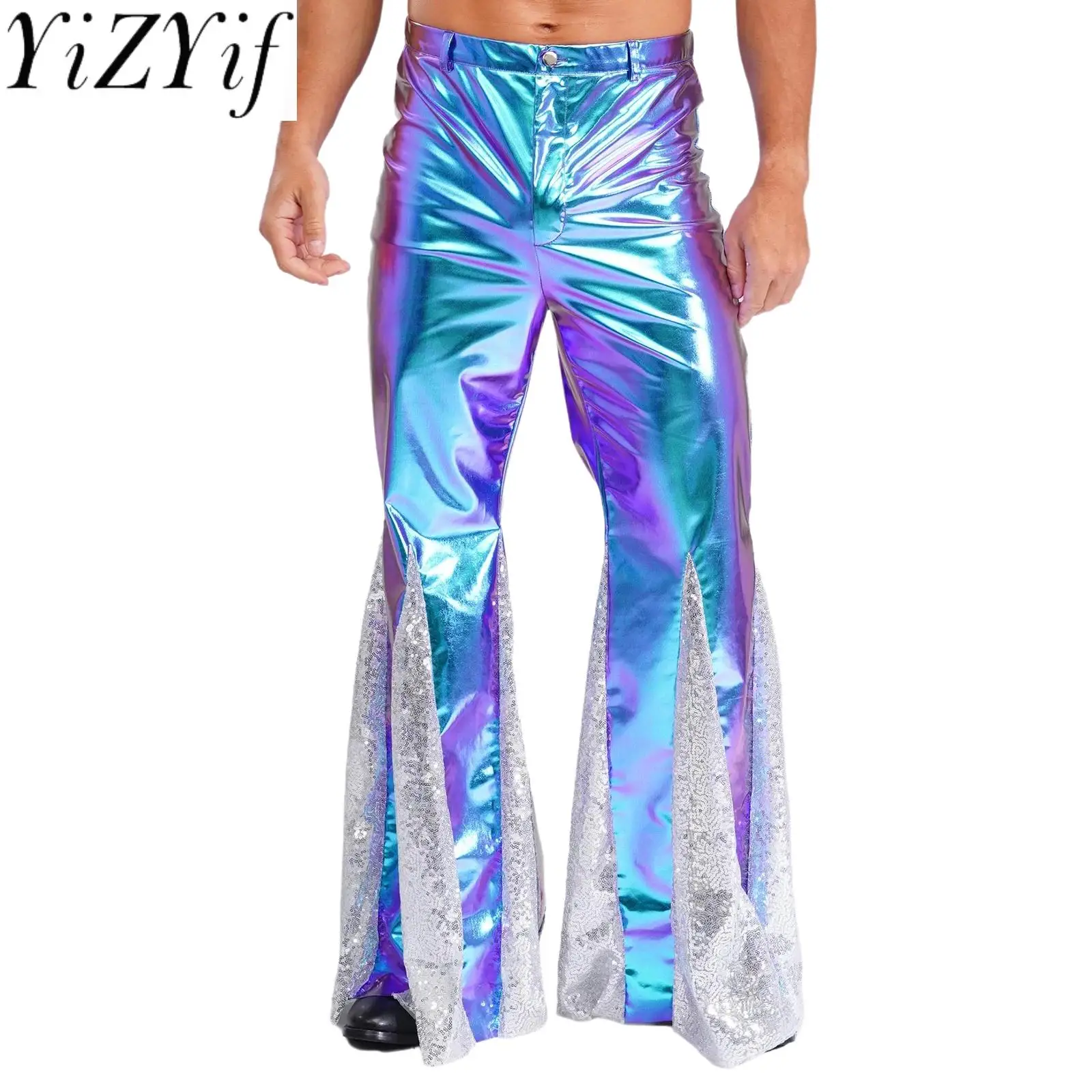 

Men's Fashion Vintage 70s Disco Dance Flare Pants Hippie Party Nightclub Bell Bottoms Jazz Ballroom Tap Stage Performance Pants