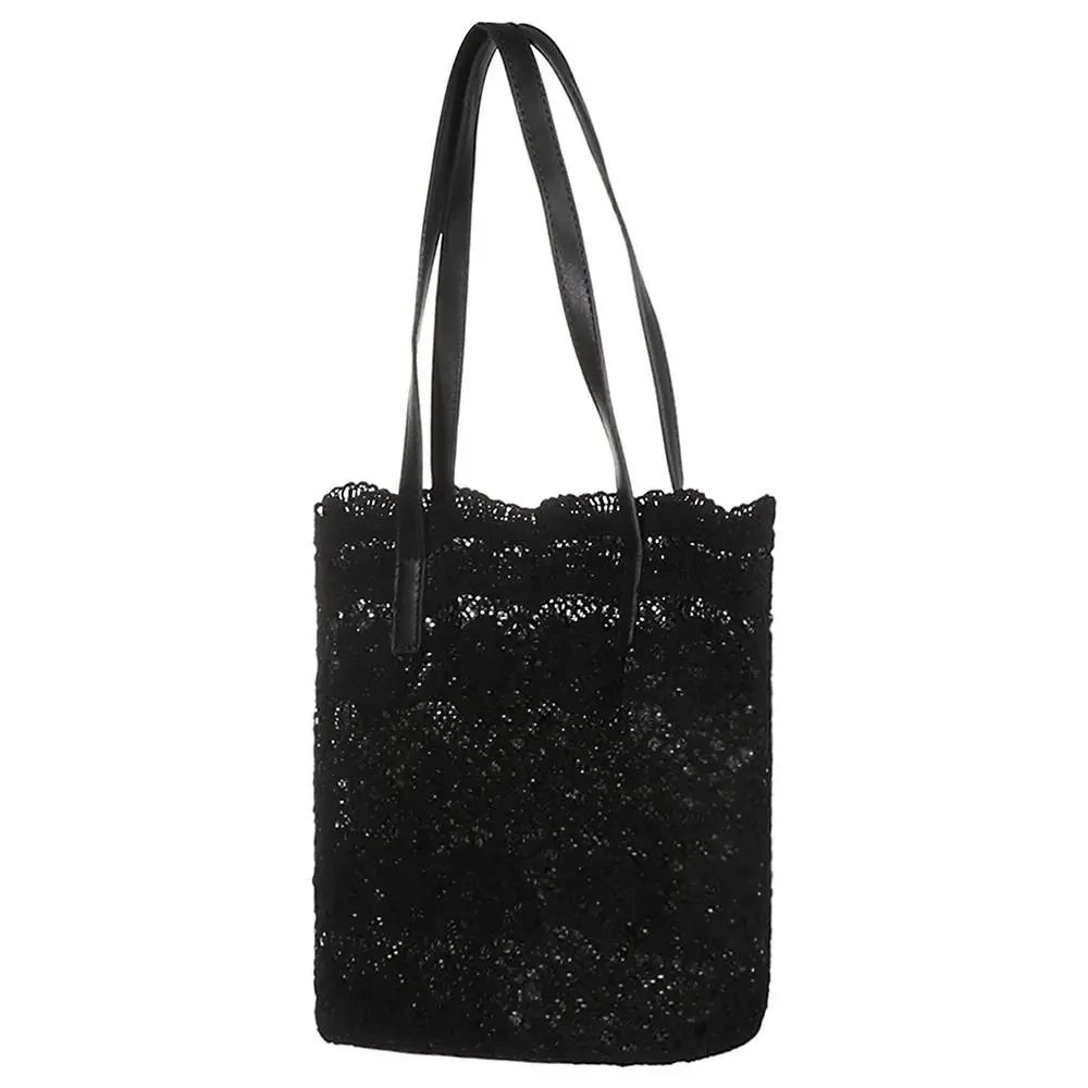 

Hollow Out Women's Woven Handbags TOP-handle Long Lasting Lace Shoulder Bag Hand Crochet Large Capacity Fishing Net Pouch