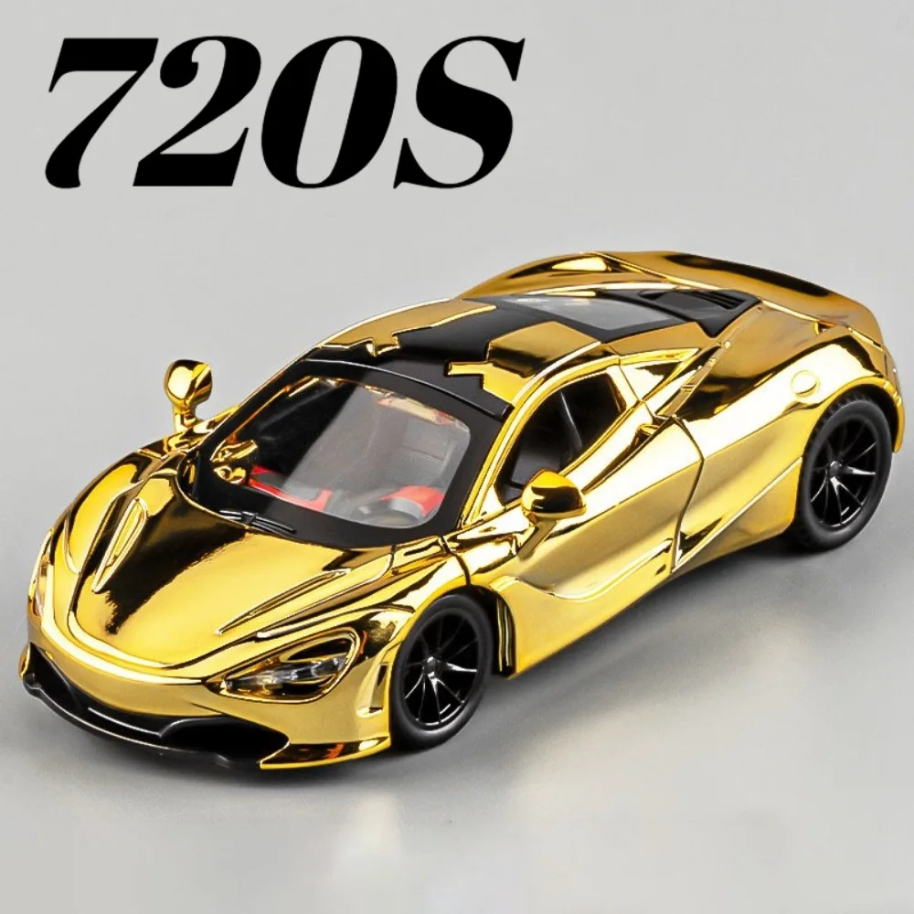 

Масштабная модель игрушечного автомобиля 1:32 720S 765LT, с функцией отката, звуком, светом, подъемным задним спойлером, металлическая литая модель, суперкар, подарок для детей