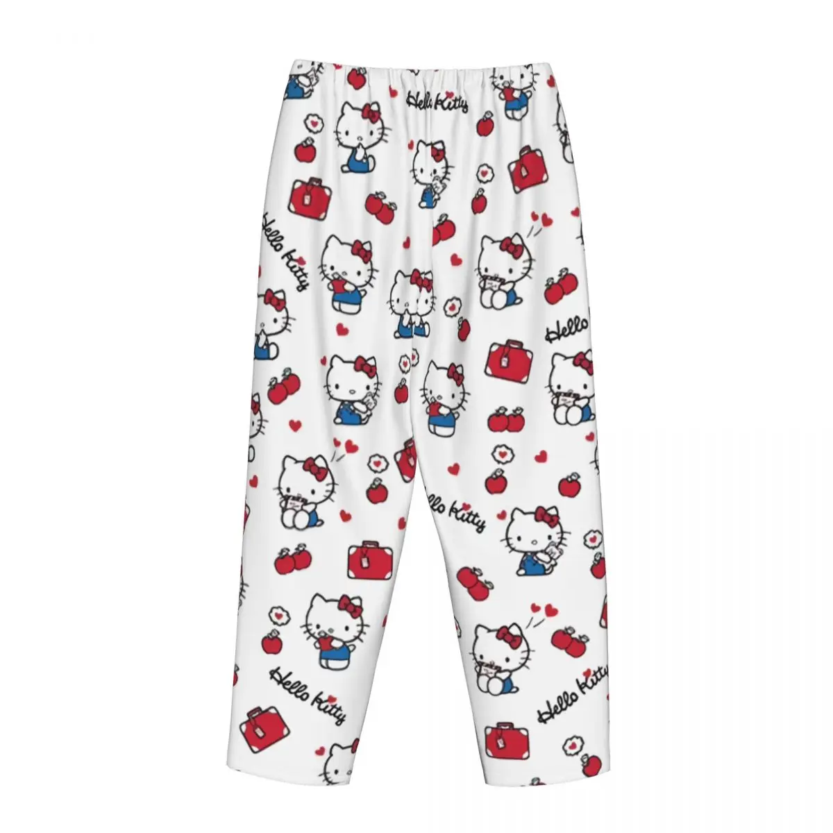 Custom Printed for Women Cartoon Anime Hello Kitty Bow Pajama Pants Sleepwear Sleep Lounge Bottoms with Pockets