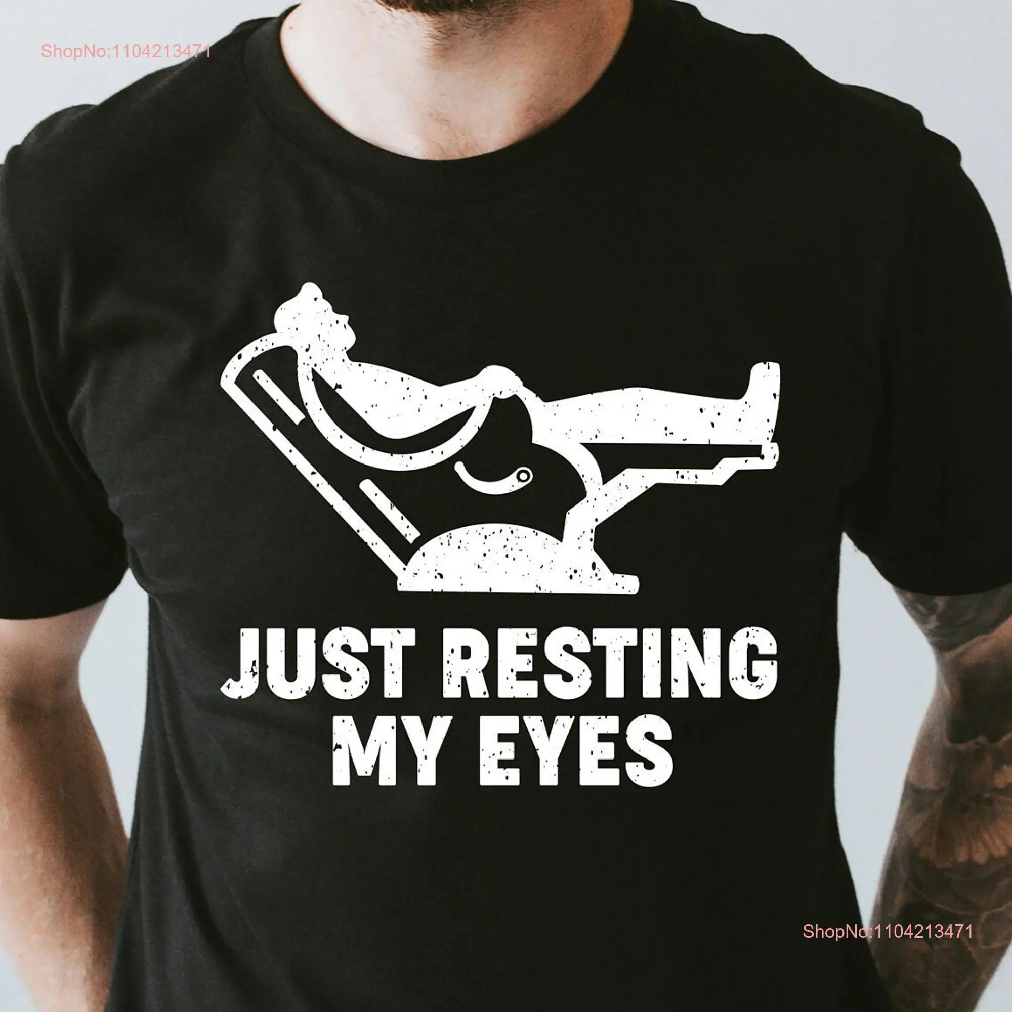 Just Resting My Eyes Recliner Funny Dad T Shirt Mens Father's Day for Sarcastic long or short sleeves