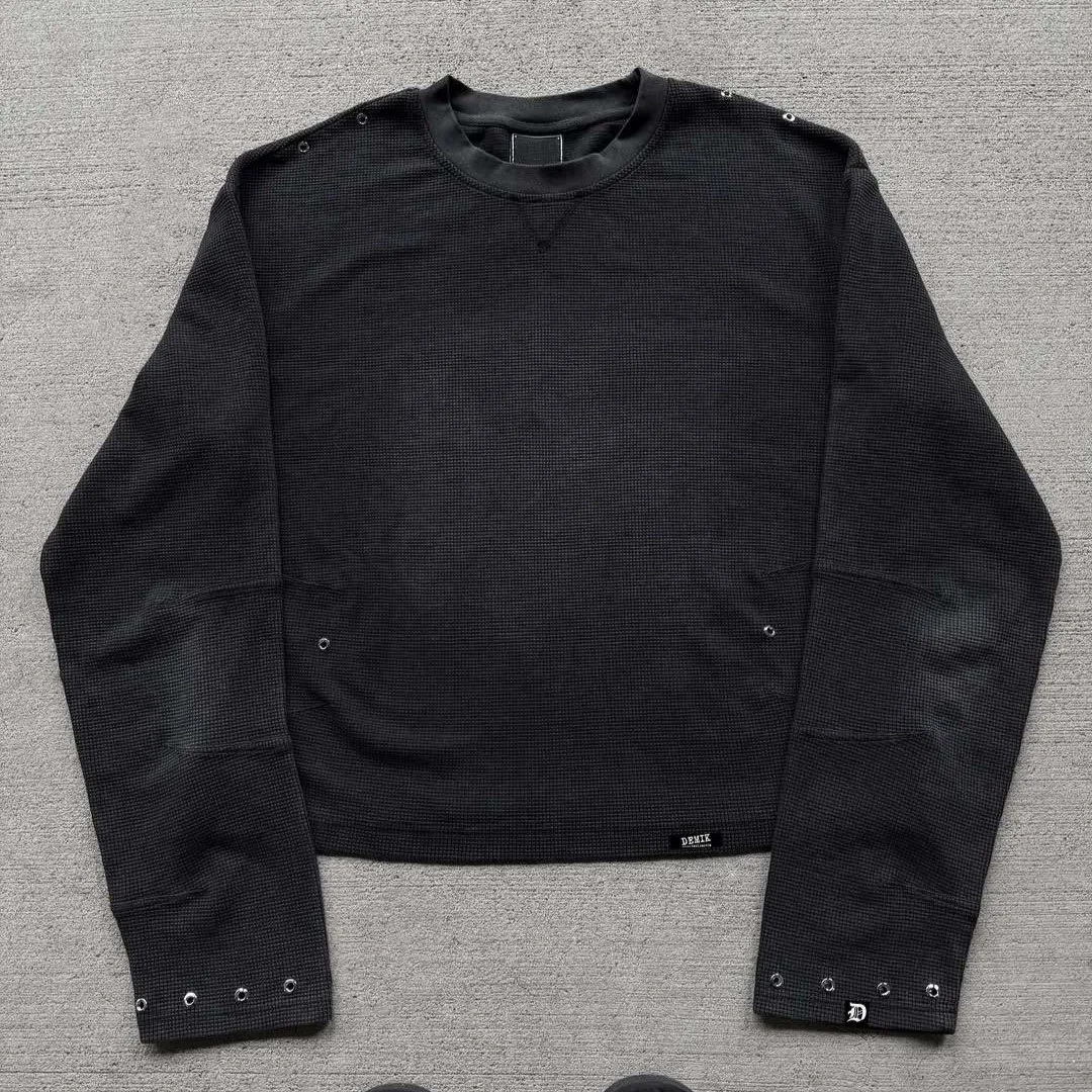 Trendy Gothic Dark Style round Neck Long Sleeve T-shirt American Spring New Men's and Women's Same Fashion Pullover Top Y2K styl