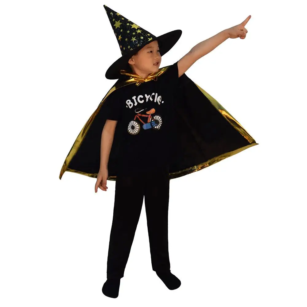 زي ساحرة الهالوين مع عباءة وقبعة للأطفال، زي تنكري للنساء، رداء ساحرة تقليدي لمهرجانات الهالوين #1