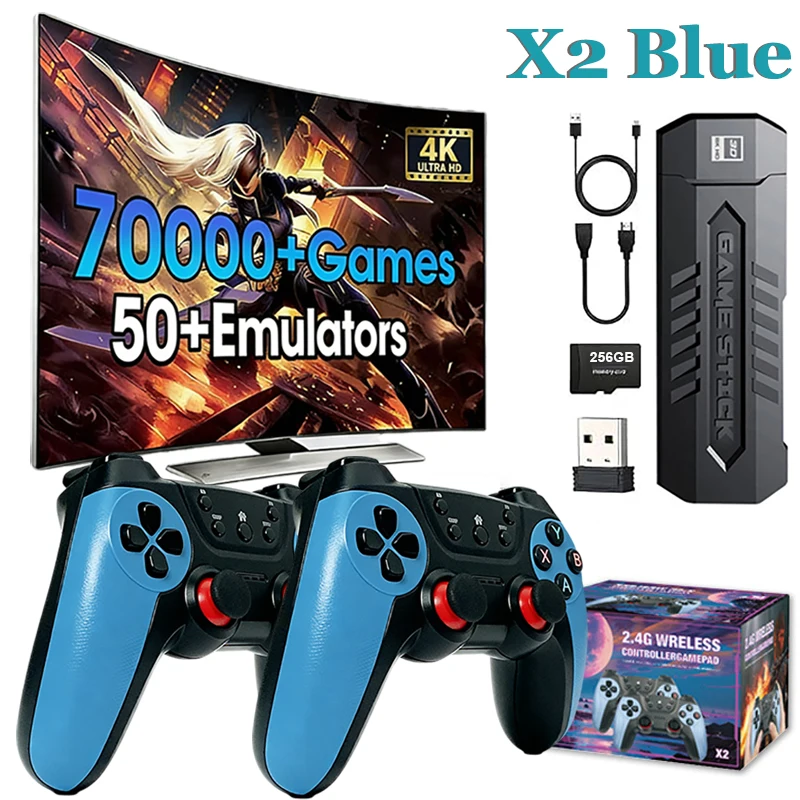 Consola de Videojuegos Retro 4K HD con 256 GB y Más de 70000/40000/30000 Juegos, Mando Portátil para TV/PC, Compatible con Juegos de PS1/N64/GBA, Regalo