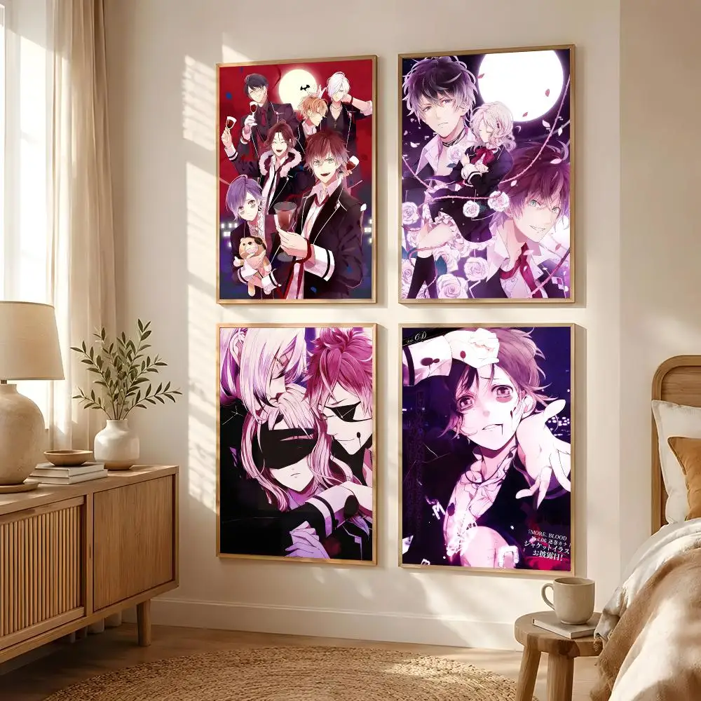 Anime Diabolik Lovers Poster Poster Self-adhesive Art Waterproof Paper Sticker Coffee House Bar Room Wall Decor